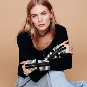 Free People Black & White Mod Stripe Cuff Thermal