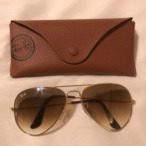 Gradient Gold Light Brown Ray Ban Aviators