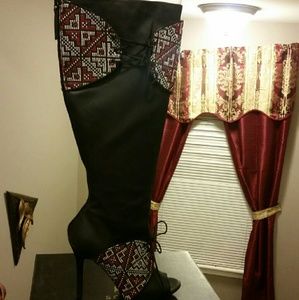 Peep Toe Leather Boots