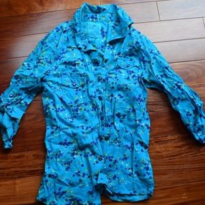 Blue Floral Button Down Shirt