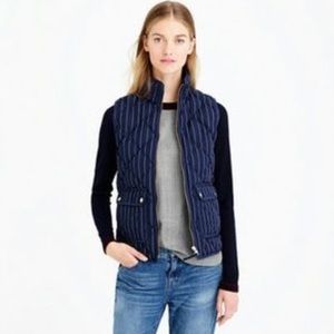 J. Crew Navy Pinstriped Puffer Vest