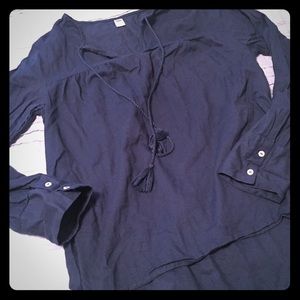 Emerald Green Linen Blouse