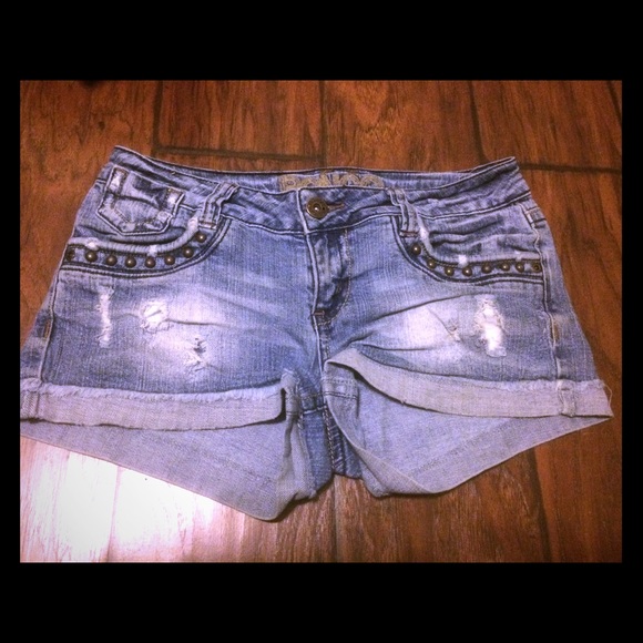 Studded Denim Shorts