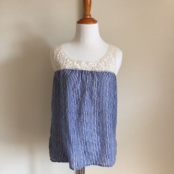 LOFT Tops - LOFT Crochet Blouse in White/Blue