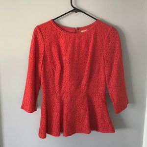Red orange lace peplum
