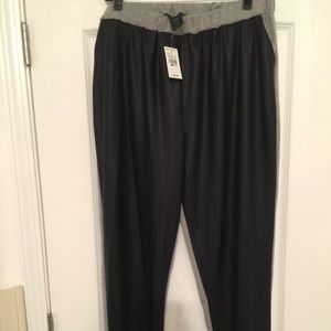 Black Leather and Grey Joggers