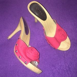 Red Rose Wooden Heels