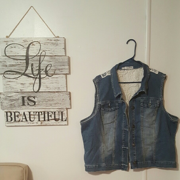 Maurices Denim & Lace Vest