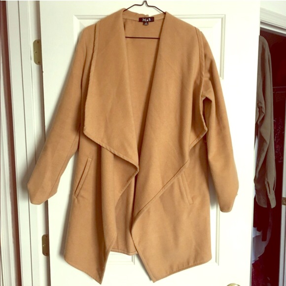 Camel Lapel Waterfall Jacket