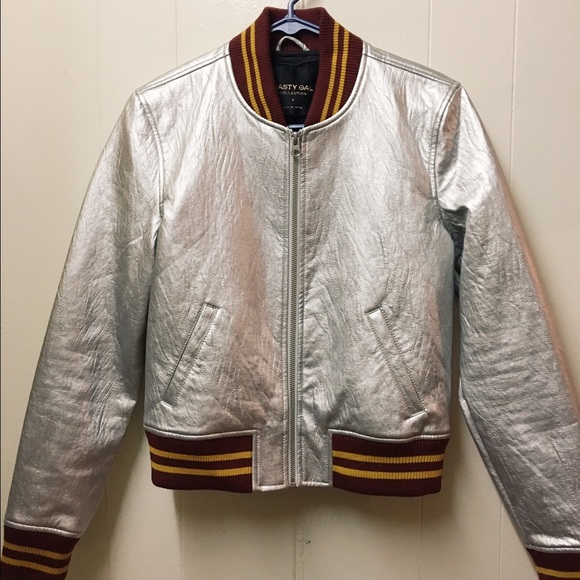 Nasty Gal metallic bomber.