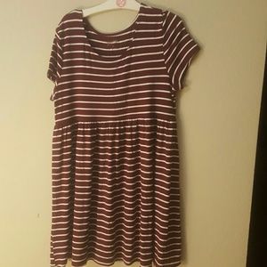 Burgandy Striped Dress