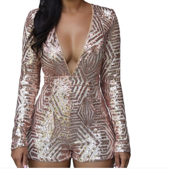 GOLD SEQUIN ROMPER!