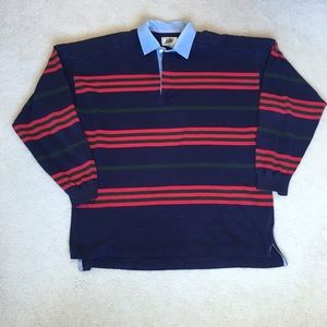 Field Gear Long Sleeved Rugby Shirt / Denim Collar