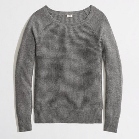 J. Crew Sweaters - Warmspun Waffle Crewneck Sweater in Grey