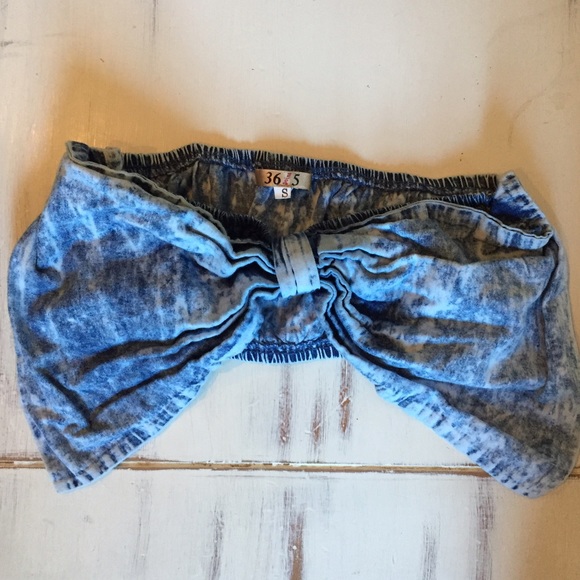 36 Point 5 Denim Bandeau with Bow - Picture 2 of 3