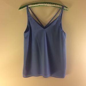 Topshop Double Strap V-neck Top, Cornflower blue