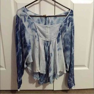 Free people long sleeve tie dye top xs