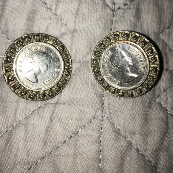 Coin button earrings