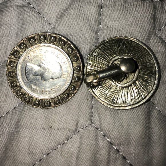 Coin button earrings - Picture 2 of 2