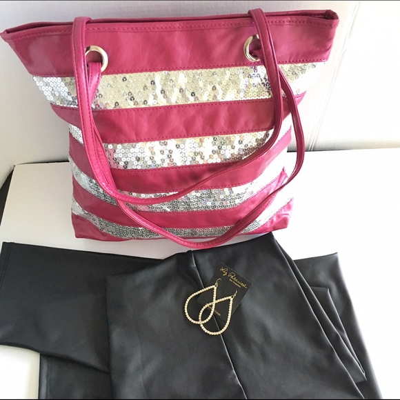 Fuchsia/Pink Silver Sequin Handbag - Picture 3 of 4