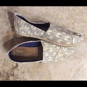 White/Blue Stripe TOMS Flats