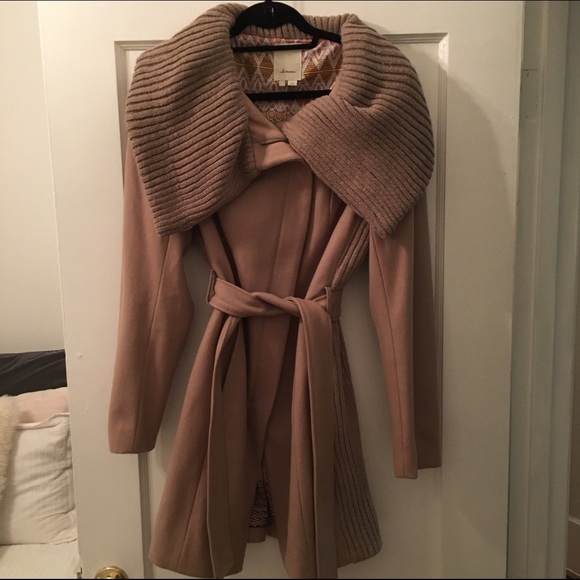 Anthropologie camel trench coat/pea coat