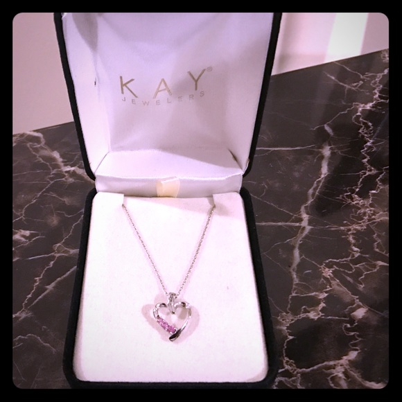 Sterling silver diamond heart necklace