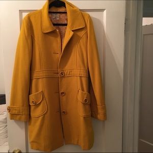 Anthropologie Mustard Yellow Trench Coat/Pea Coat