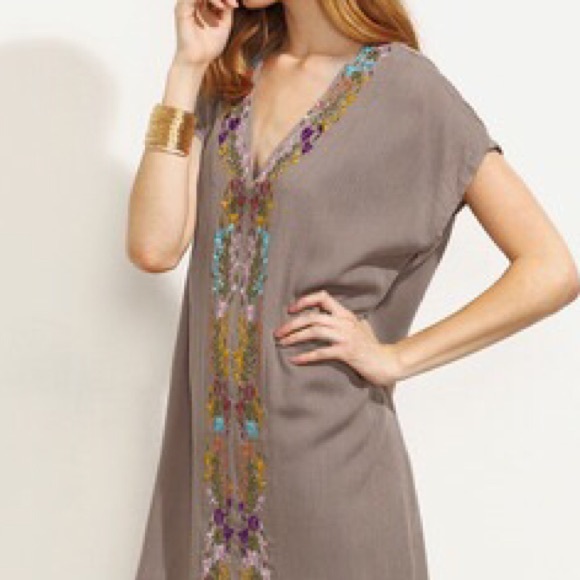 FLORAL Embroidered Maxi DRESS Coverup Kimono NEW - Picture 6 of 6