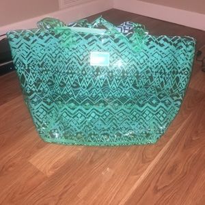 Turquoise tribal beach bag