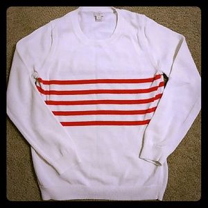 Jcrew white sweater with red stripes
