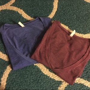 Bundle of Basic V-Necks - Maroon & Blue