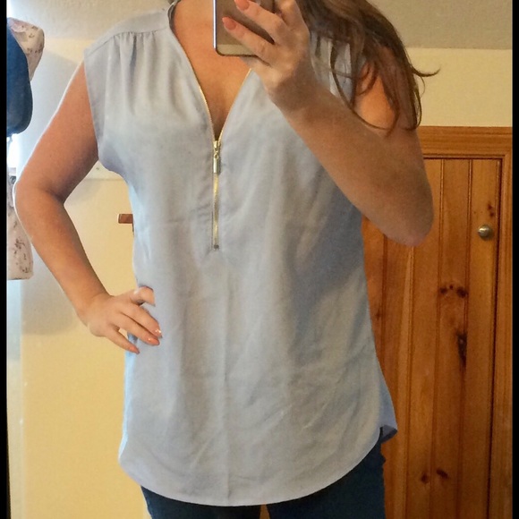 NY&Co periwinkle 3/4 zip up top