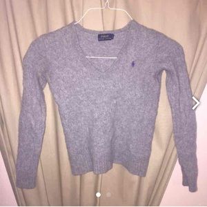 Long sleeve grey polo wool top