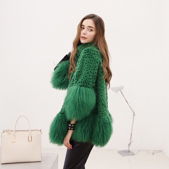 Real rabbit and mongolia sheep fur winter coat - Picture 4 of 4