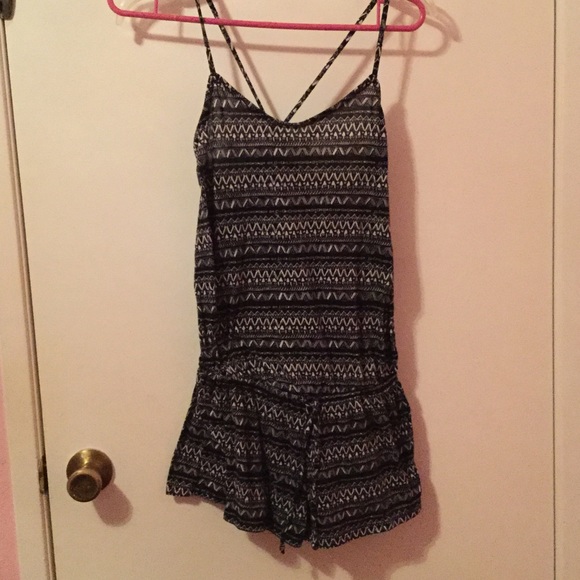 Black and white patterned romper