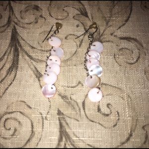 Pale pink translucent drop earrings.
