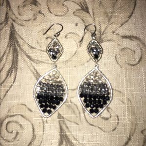 Black and Silver Drop Earrings