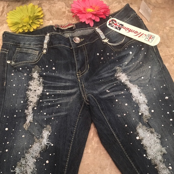 diamond embellished jeans