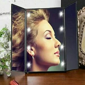 8 LED light tri-fold cosmetic mirror FS