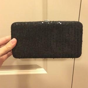 Black sequin clutch wallet