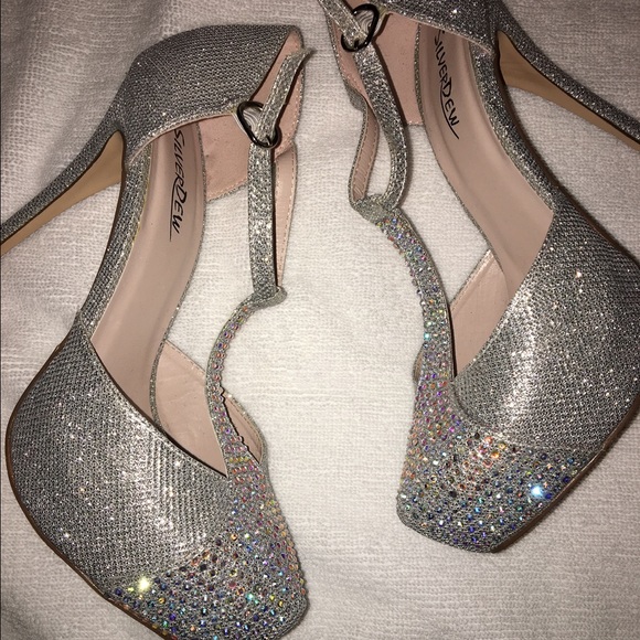 Sparkly silver high heels