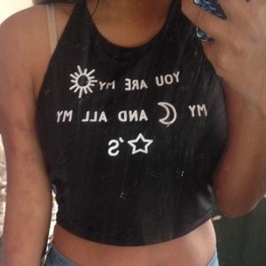 Black Logo Printed Crop Top