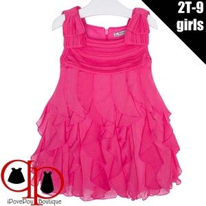 👗Little Girl 2T-9 Fuchsia-Pink Social Party Dress