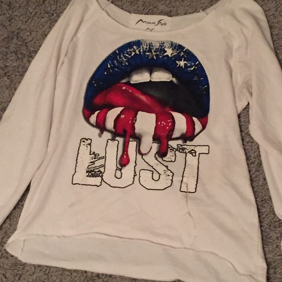 White off the shoulder light weight sweatshirt