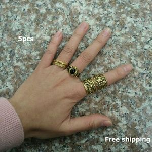 5pc gold carving joiont knuckle ring KJ