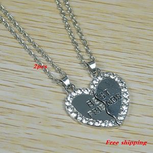 2pcs silver heart lover necklace JQ