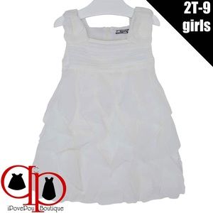 👗Little Girls 2T-9 Ivory-White Social Party Dress