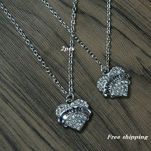 2pcs silver heart family necklace HZ