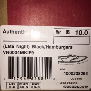 Vans Shoes - Cheeseburger Lowtop Vans BNIB Vans Shoes - Cheeseburger Lowtop Vans BNIB